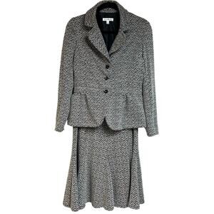 Vintage Susan Bristol Thin Tweed 2 Piece Blazer & Skirt Suit Set Office Size M